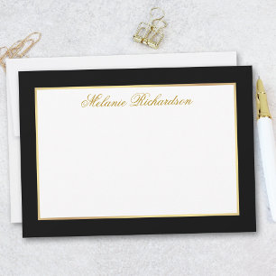 Elegant Black and White Gold Frame Card
