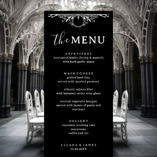 Elegant Black and White Goth Wedding  Menu