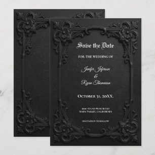 Elegant black and white Gothic Save the date Announcement