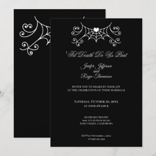 Elegant black and white Gothic wedding Invitation