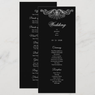 Elegant black and white Gothic Wedding Program Menu