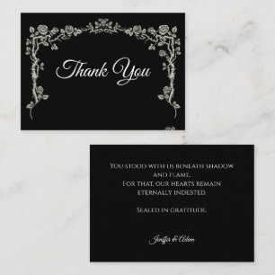 Elegant black and white Gothic wedding Thank You Card
