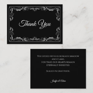 Elegant black and white Gothic wedding Thank You Card