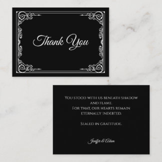 Elegant black and white Gothic wedding Thank You Card