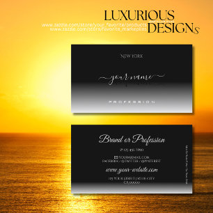 Elegant Black and White Gradient Dark Shadow Font Business Card