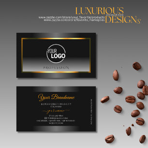 Elegant Black and White Gradient Orange Frame Logo Business Card