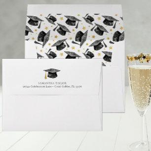 Elegant Black and White Graduation Envelope