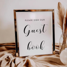 Elegant black and white Guestbook wedding sign
