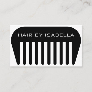 Elegant Black and White Hairdresser with Hair Comb Business Card