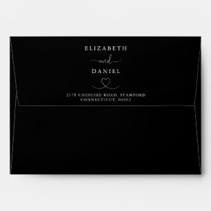 Elegant Black And White Heart Wedding Envelope