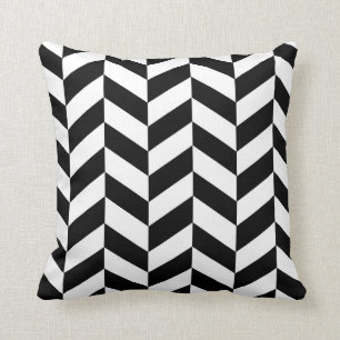 elegant black and white herringbone pattern cushion