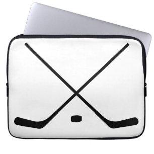 Elegant black and white Hockey Sticks and Puck Laptop Sleeve