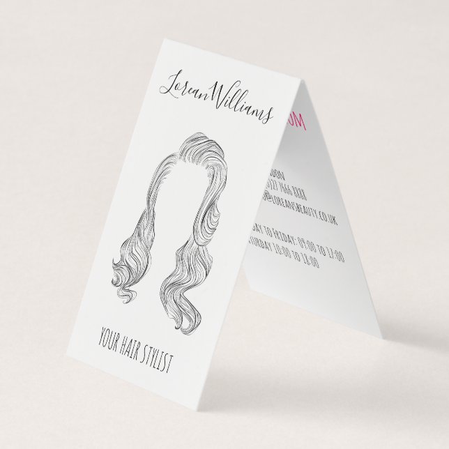 Elegant Black and White Hollywood Waves Hair Style Business Card (Front)