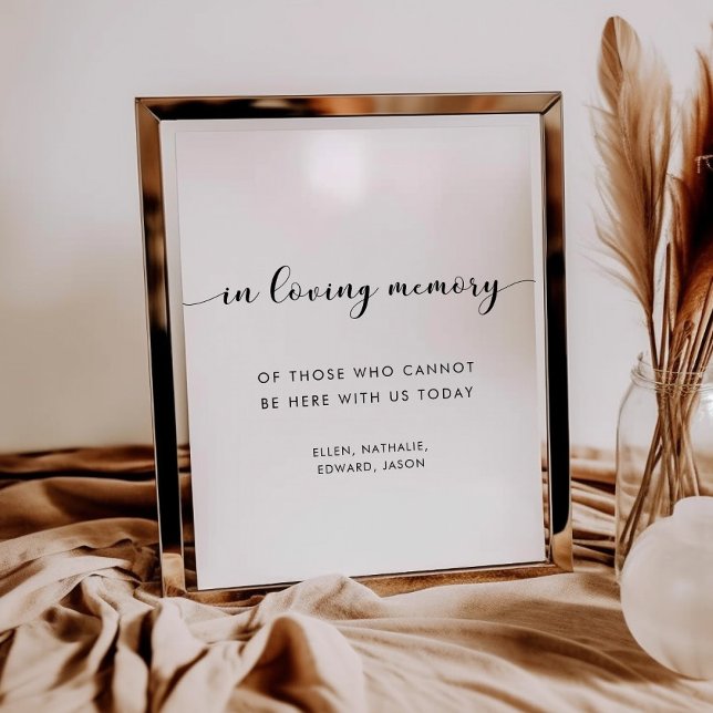 Elegant Black and White In loving memory sign (Creator Uploaded)