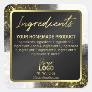 Elegant Black And White Ingredient Labels