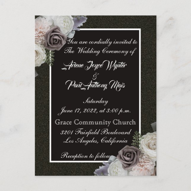 Elegant Black and White Invitation Postcard (Front)