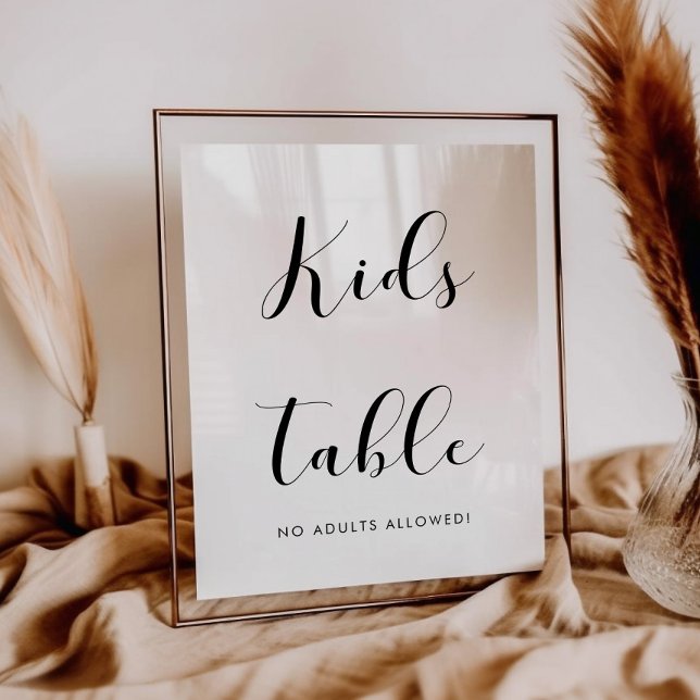 Elegant black and white Kids table wedding sign (Creator Uploaded)