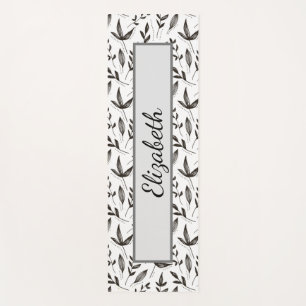 elegant black and white leaf pattern Yoga Mat