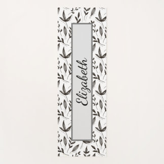 elegant black and white leaf pattern Yoga Mat