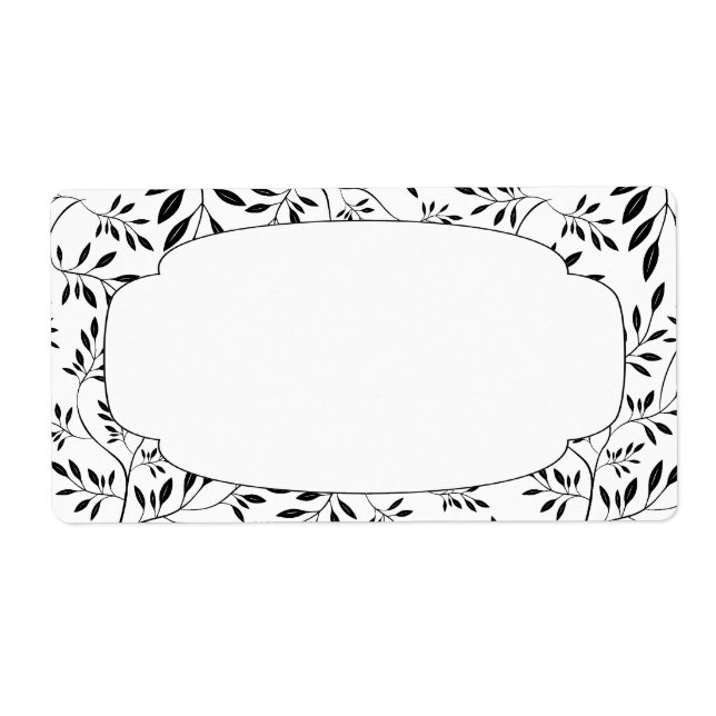 Elegant Black and White Leaves Label (Front)