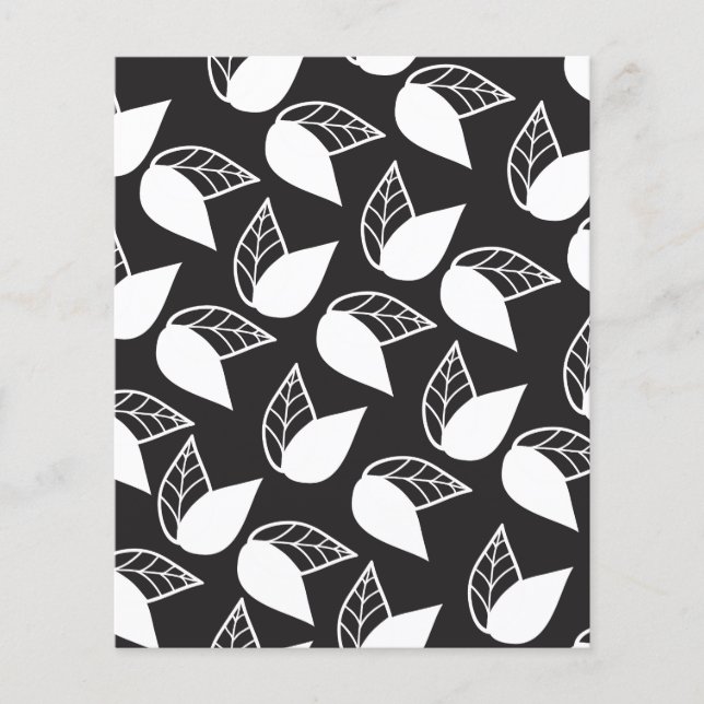 Elegant black and white leaves Scrapbook Paper (Front)