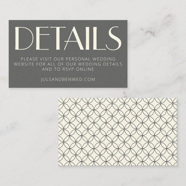 Elegant Black and White Line Art Wedding Website Enclosure Card (Front/Back)