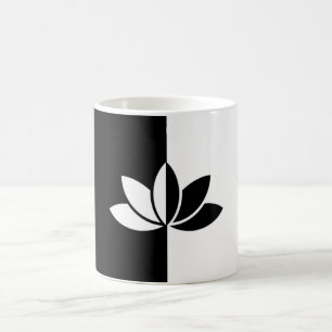 Elegant Black and White Lotus Flower Coffee Mug
