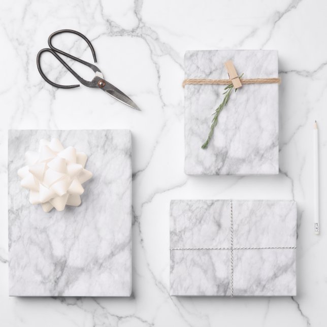 Elegant Black and White Marble Pattern Wrapping Paper Sheet (Front)