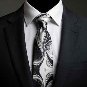 Elegant black and white marble tie