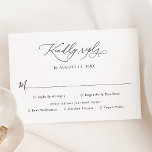 Elegant Black and White Meal Options Wedding RSVP Card<br><div class="desc">Designed to coordinate with our Romantic Script wedding collection,  this customisable Meal Options RSVP card,  features a sweeping calligraphy script text paired with a classy serif & modern sans font in black. Matching items available.</div>