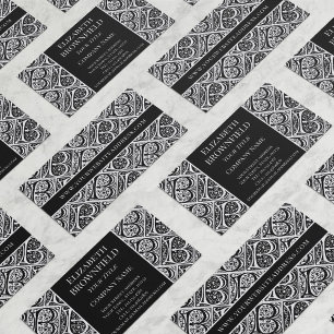Elegant Black and White Mediaeval Letter B Busines Business Card