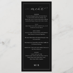 Elegant Black and White Menu for Upscale Dining