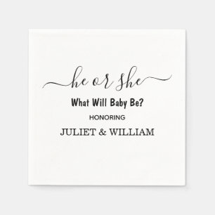 Elegant Black And White Minimalist Gender Reveal Napkin