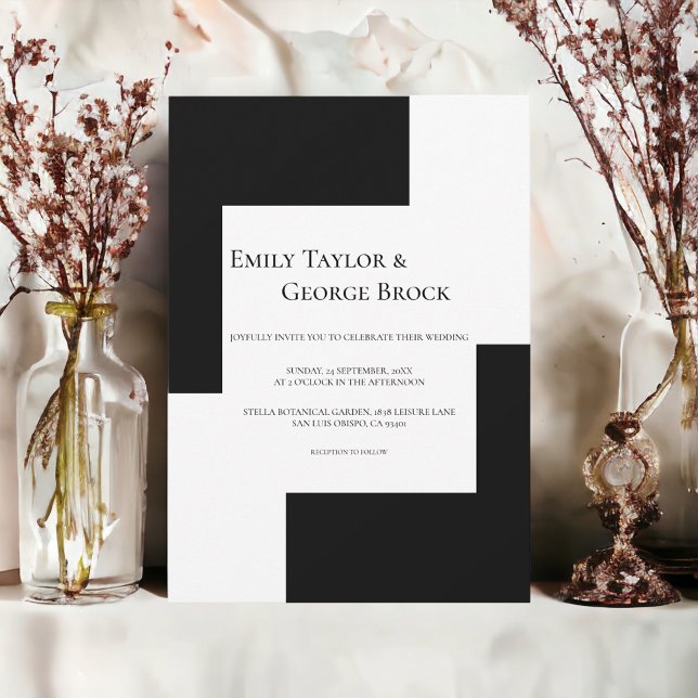 Elegant Black And White Minimalist Modern Wedding Invitation (Creator Uploaded)