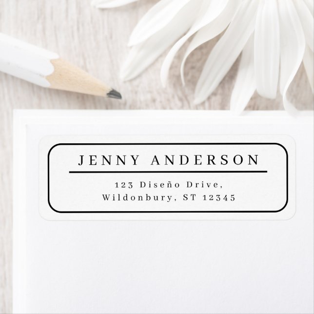 Elegant Black And White Minimalist Return Address  (Insitu)