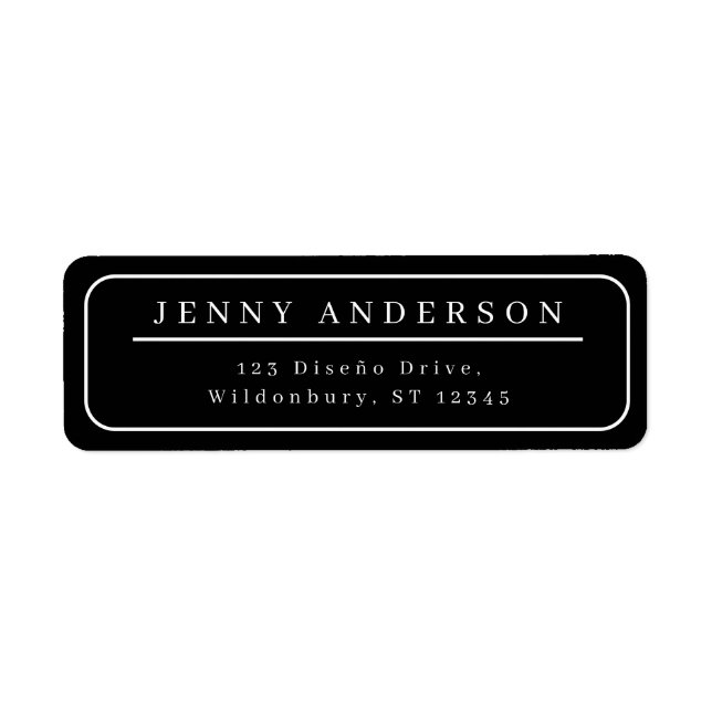 Elegant Black And White Minimalist Return Address  (Front)