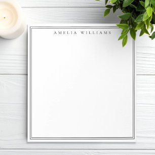 Elegant Black and White Minimalist Two Border Notepad