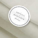 Elegant black and white minimalist wedding favour classic round sticker<br><div class="desc">Elegant classic black and white minimalist design,  simple and stylish. Great wedding favour stickers for modern classic wedding,  vintage wedding and formal wedding.
See all the matching pieces in the collection.</div>