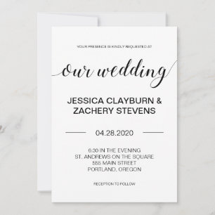 Elegant Black and White Minimalist Wedding Invitation