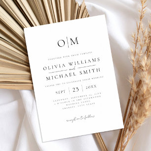 Elegant Black and White Minimalist Wedding Invitation