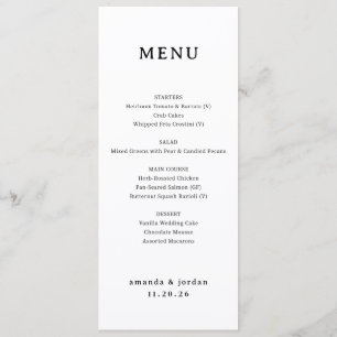 Elegant Black and White Minimalist Wedding Menu