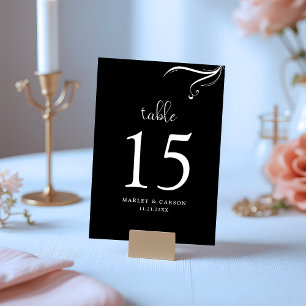 Elegant Black and White Minimalist Wedding Modern Table Number