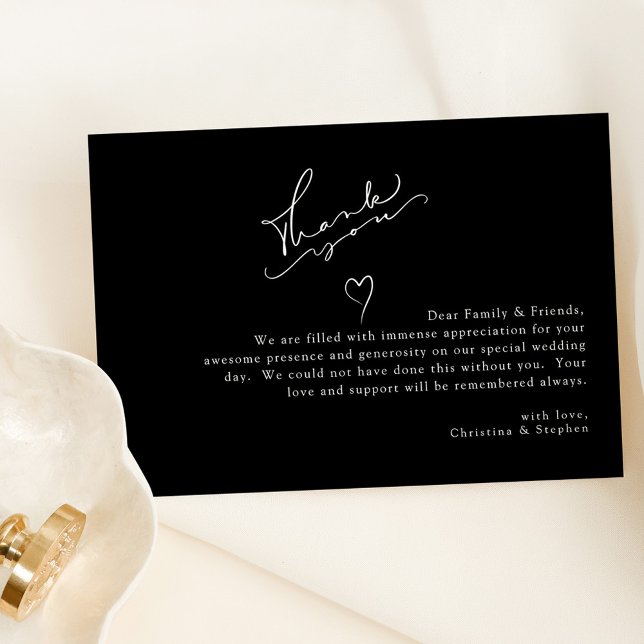Elegant Black and White Minimalist Wedding Thank You Card (Creator Uploaded)