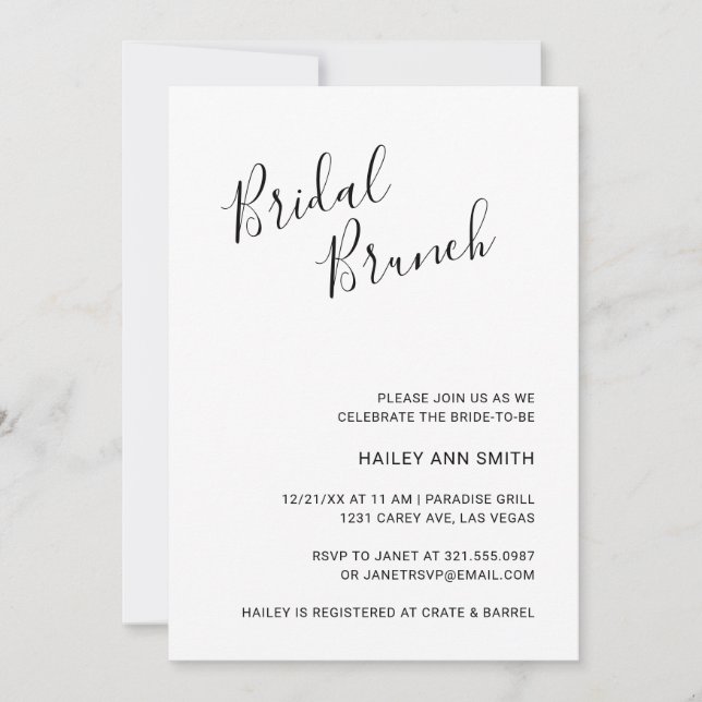 Elegant Black and White Modern Bridal Shower Invitation (Front)