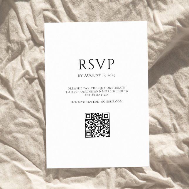 Elegant Black and White Modern Minimalist Wedding RSVP Card (Creator Uploaded)