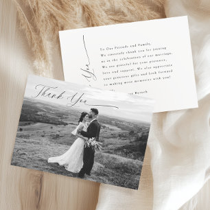 Elegant Black and White Modern Photo Thank You Card