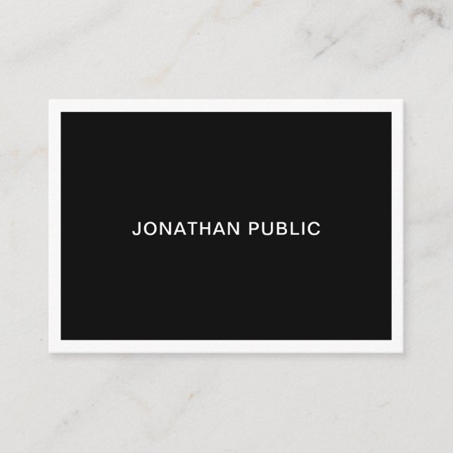 Elegant Black And White Modern Simple Professional Business Card (Front)