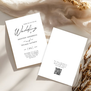 Elegant Black and White Modern Typography Wedding Invitation