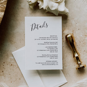 Elegant Black and White Modern Wedding Enclosure Card