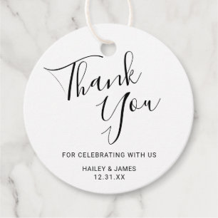 Elegant Black and White Modern Wedding Favour Tags